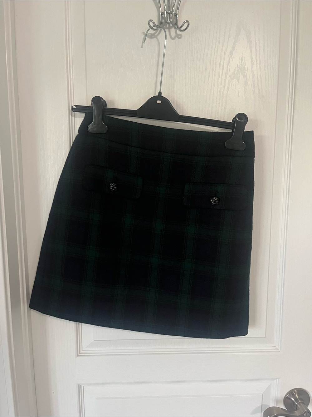 Plaid Mini Skirt - Black and Dark Green